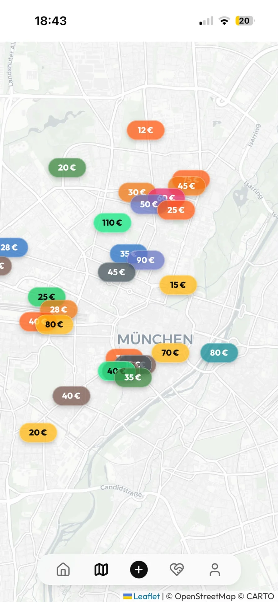 Karte mit lokalen Jobs und Preisen in der YEEAH! App